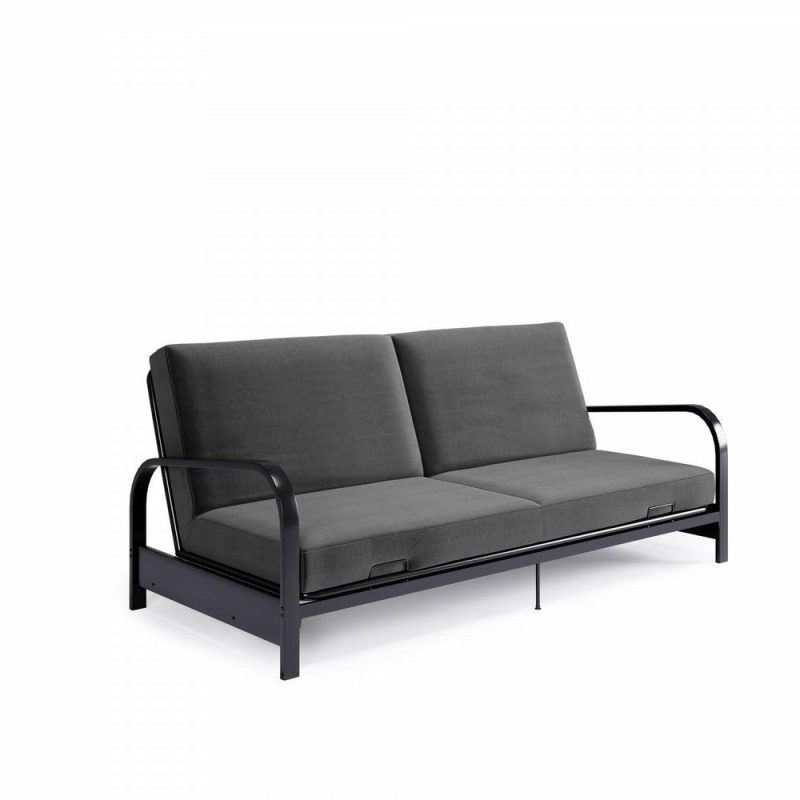 Elbern Futon With Grey Microfiber Slipcover Furniture