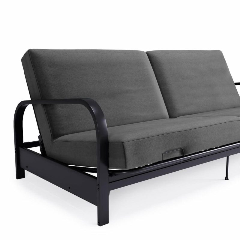 Elbern Futon With Grey Microfiber Slipcover Furniture