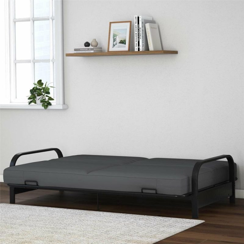 Elbern Futon With Grey Microfiber Slipcover Furniture