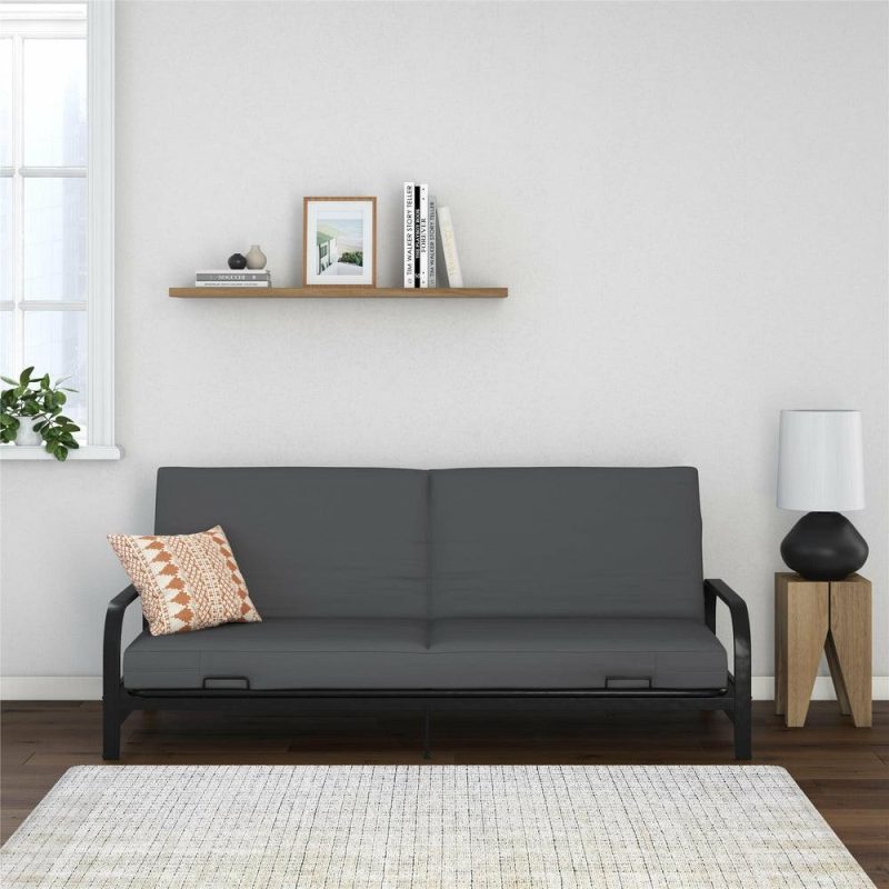 Elbern Futon With Grey Microfiber Slipcover Furniture