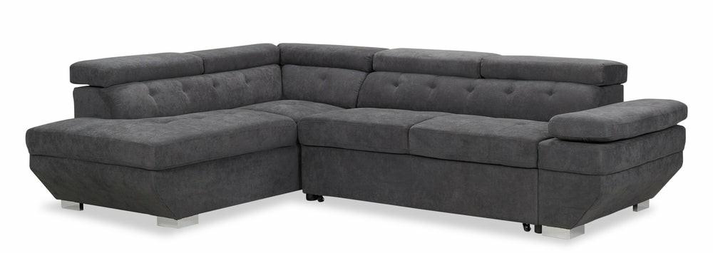 Element Left-Facing Linen-Look Sleeper Sectional – Grey Furniture