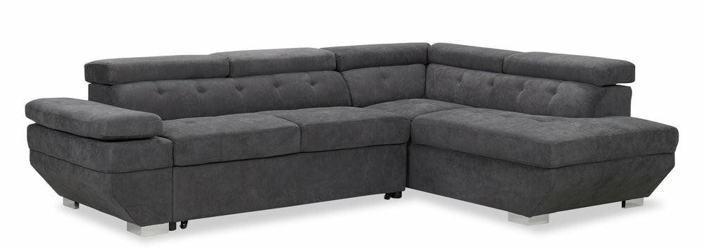 Element Right-Facing Linen-Look Sleeper Sectional – Grey Furniture