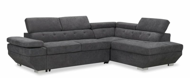 Element Right-Facing Linen-Look Sleeper Sectional – Grey Furniture