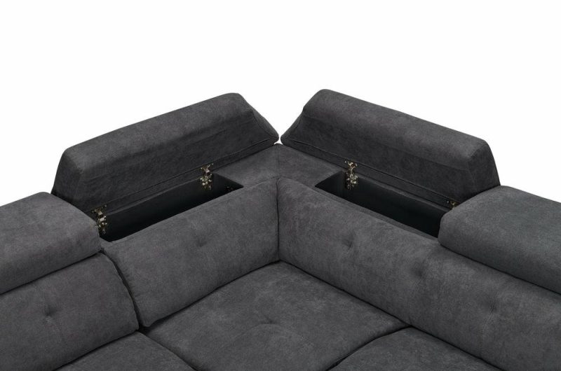 Element Right-Facing Linen-Look Sleeper Sectional – Grey Furniture