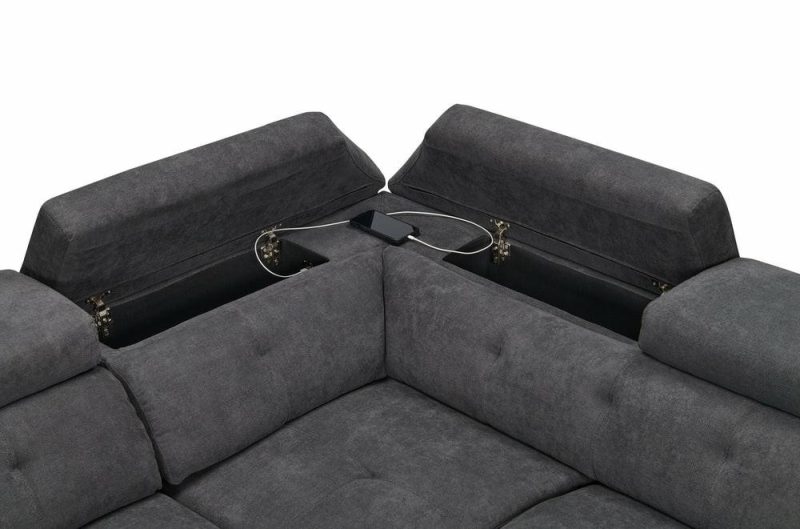 Element Right-Facing Linen-Look Sleeper Sectional – Grey Furniture