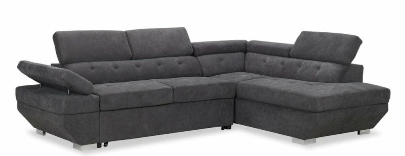 Element Right-Facing Linen-Look Sleeper Sectional – Grey Furniture