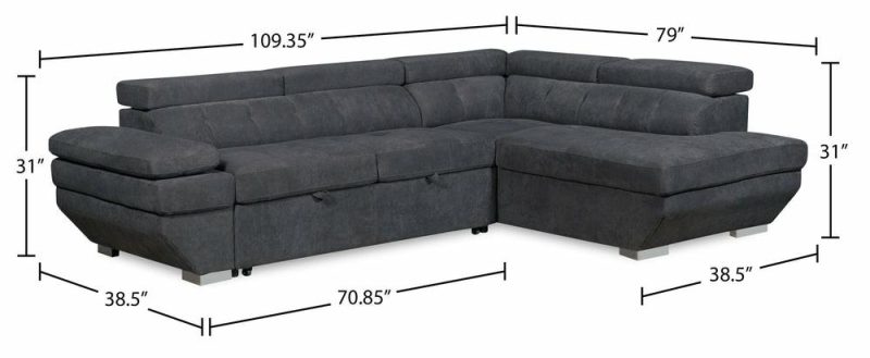 Element Right-Facing Linen-Look Sleeper Sectional – Grey Furniture