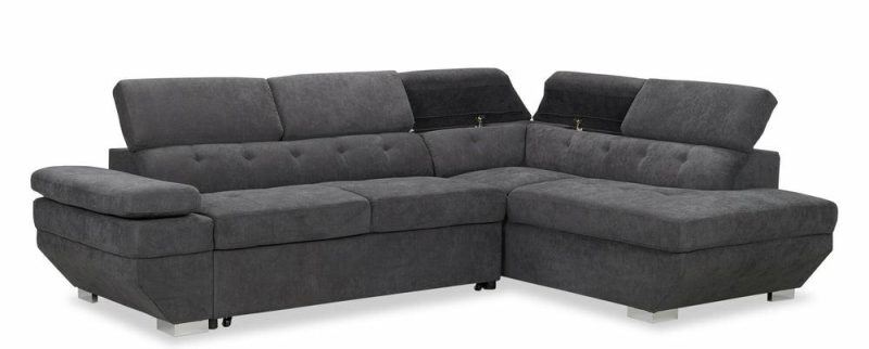 Element Right-Facing Linen-Look Sleeper Sectional – Grey Furniture