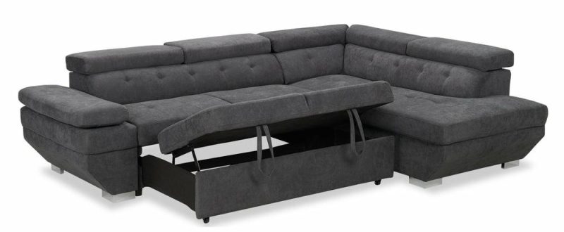 Element Right-Facing Linen-Look Sleeper Sectional – Grey Furniture