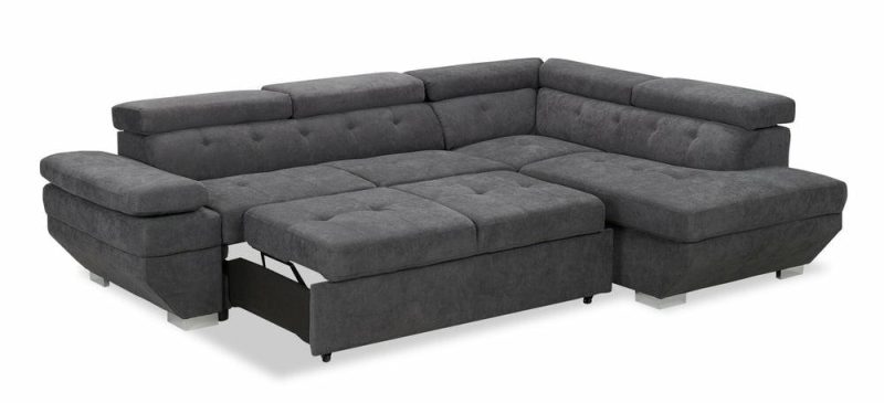 Element Right-Facing Linen-Look Sleeper Sectional – Grey Furniture