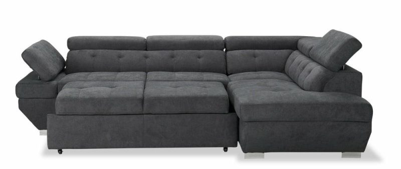 Element Right-Facing Linen-Look Sleeper Sectional – Grey Furniture