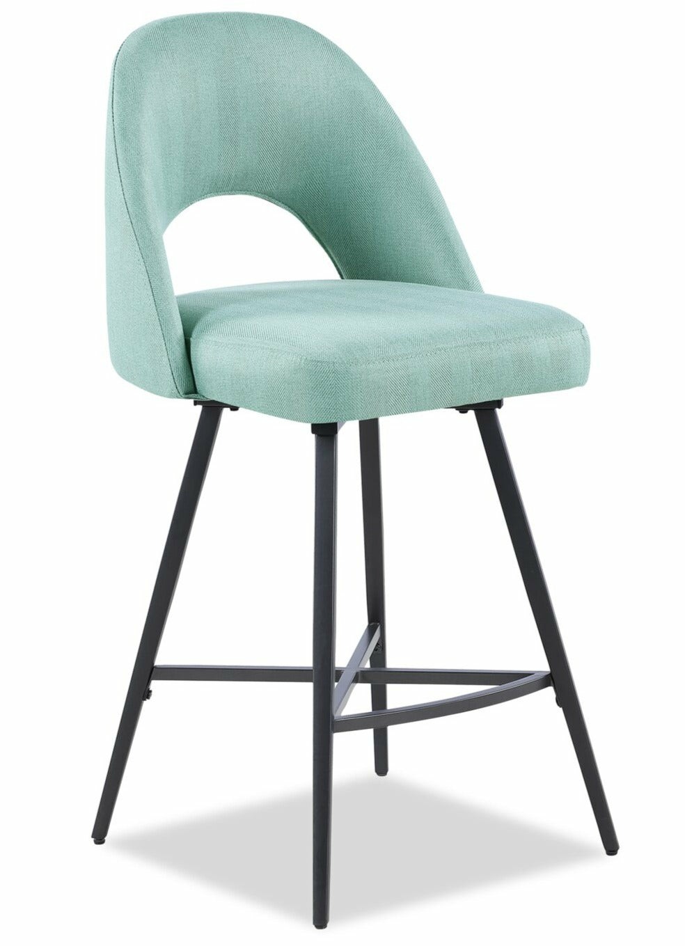 Elijah Counter-Height Stool With Swivel Seat, Linen-Look Fabric, Metal – Aqua Bar Stools