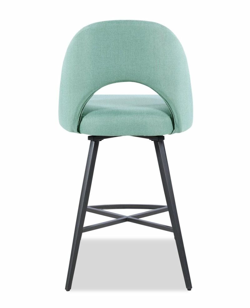 Elijah Counter-Height Stool With Swivel Seat, Linen-Look Fabric, Metal – Aqua Bar Stools