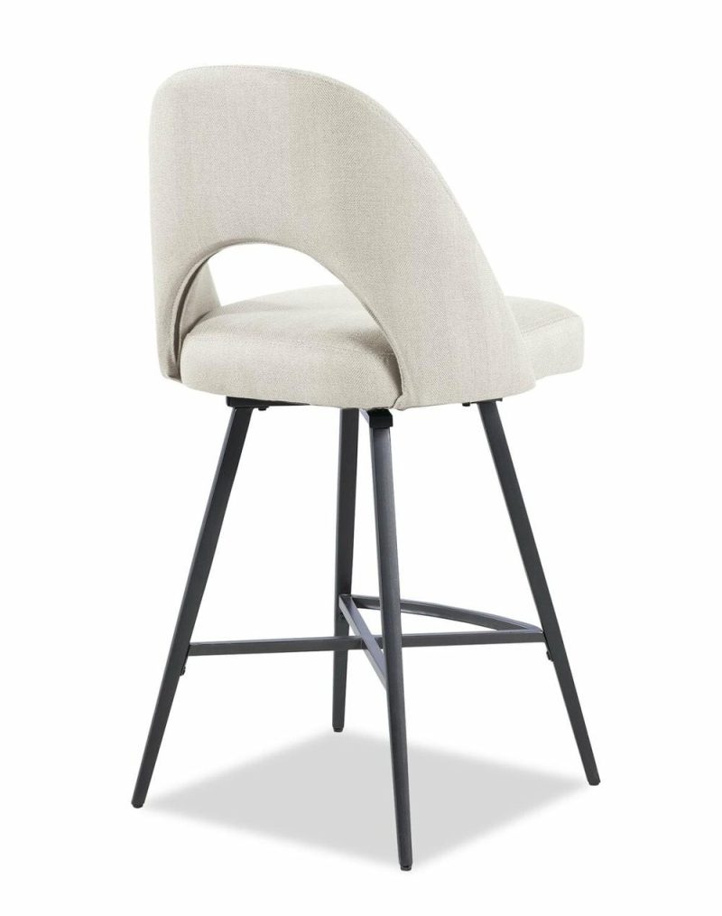 Elijah Counter-Height Stool With Swivel Seat, Linen-Look Fabric, Metal – Taupe Bar Stools