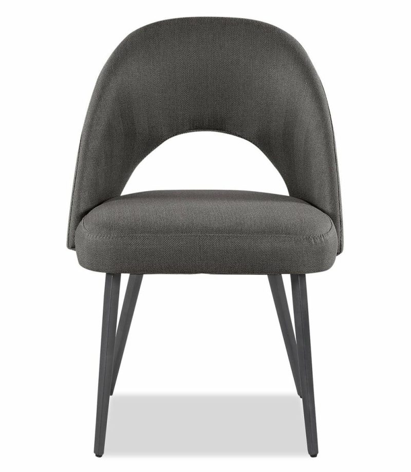 Elijah Dining Chair With Linen-Look Fabric, Metal – Grey Dining Chairs