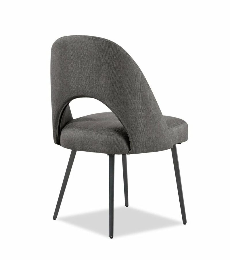 Elijah Dining Chair With Linen-Look Fabric, Metal – Grey Dining Chairs