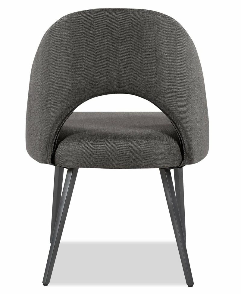 Elijah Dining Chair With Linen-Look Fabric, Metal – Grey Dining Chairs