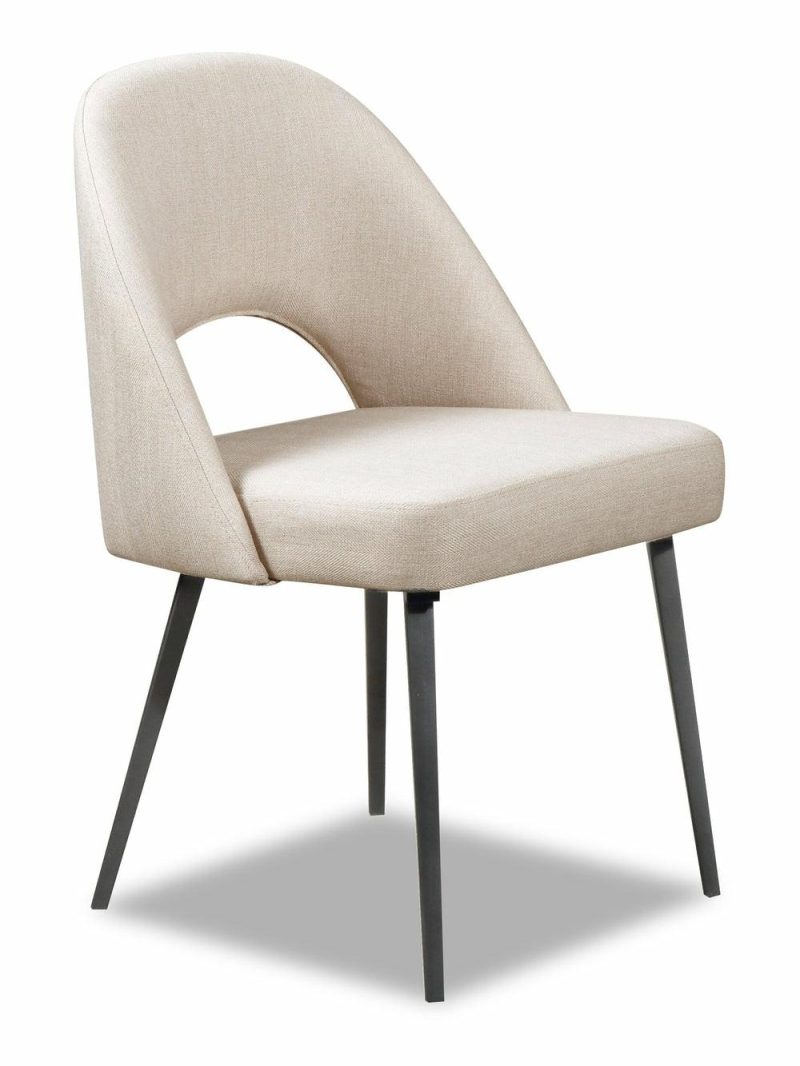 Elijah Dining Chair With Linen-Look Fabric, Metal – Taupe Dining Chairs