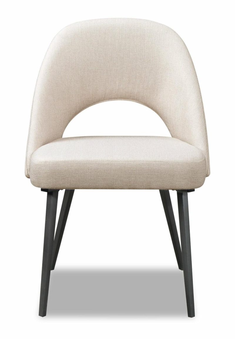 Elijah Dining Chair With Linen-Look Fabric, Metal – Taupe Dining Chairs