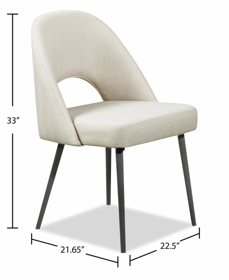 Elijah Dining Chair With Linen-Look Fabric, Metal – Taupe Dining Chairs