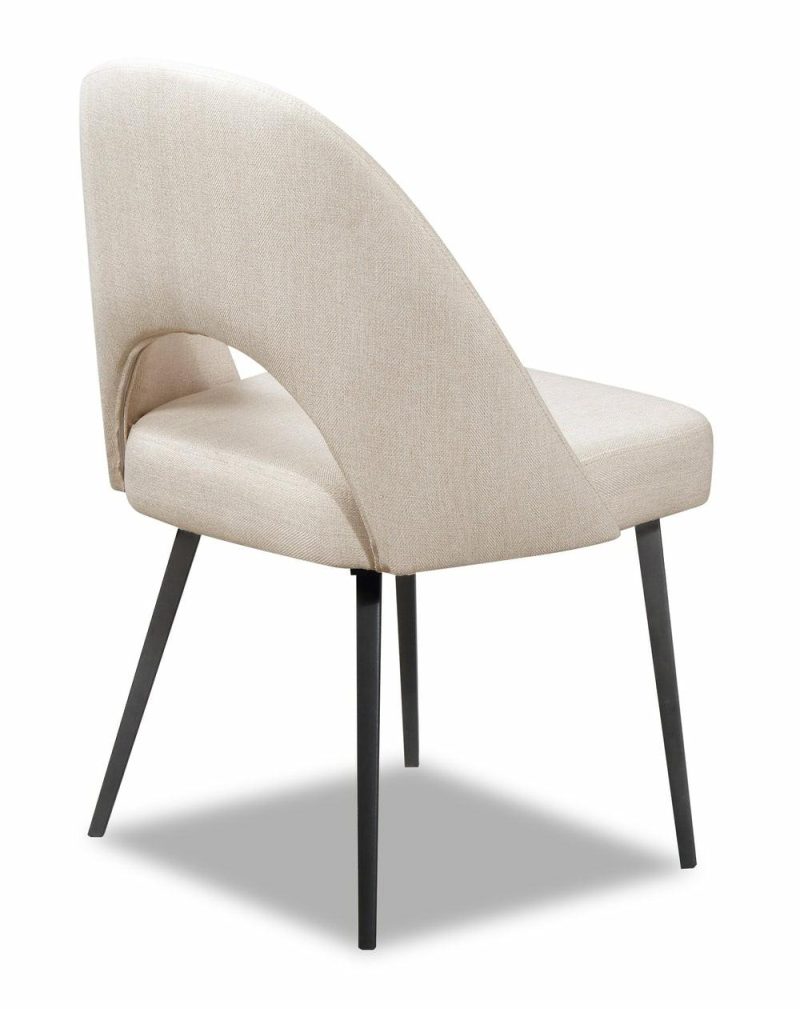 Elijah Dining Chair With Linen-Look Fabric, Metal – Taupe Dining Chairs