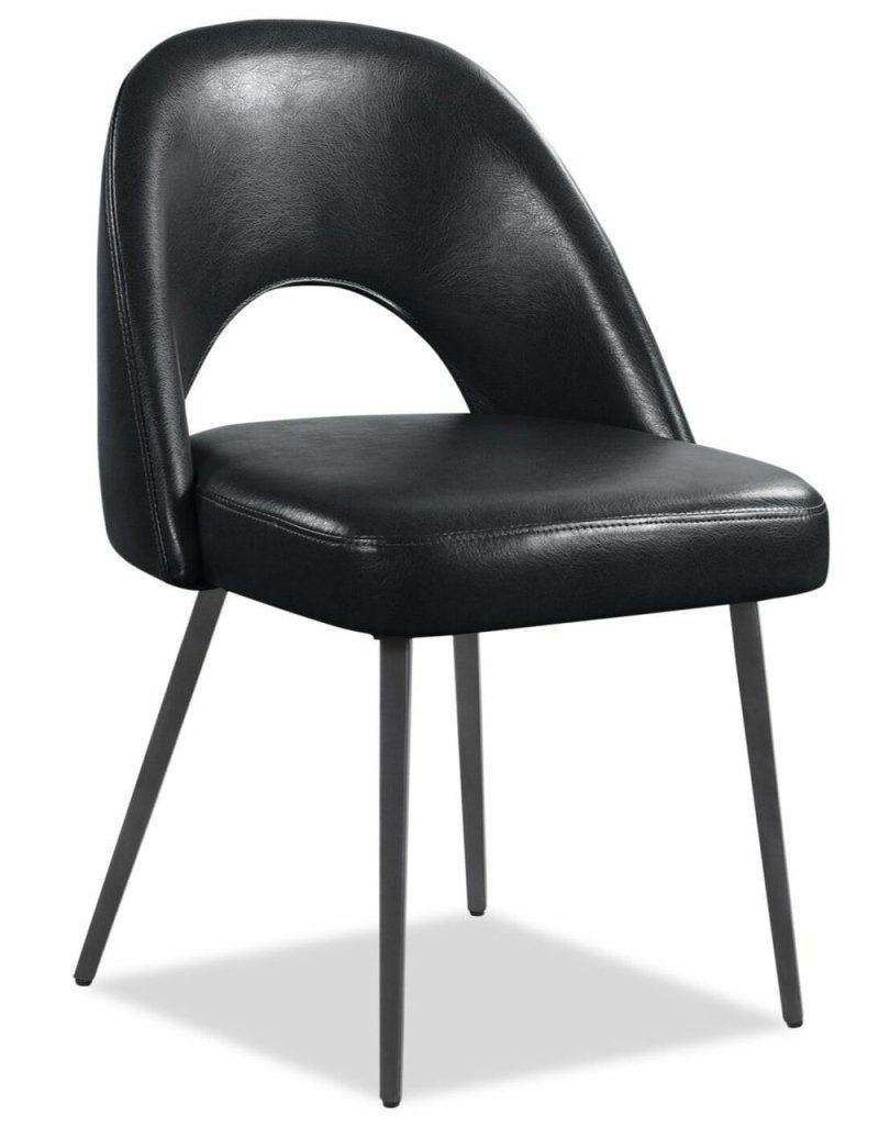 Elijah Dining Chair With Vegan Leather Fabric, Metal – Black Dining Chairs