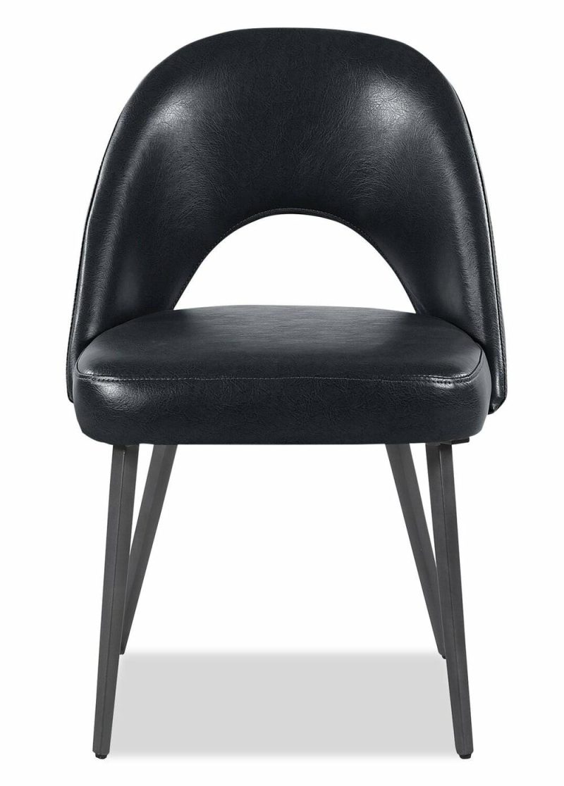 Elijah Dining Chair With Vegan Leather Fabric, Metal – Black Dining Chairs