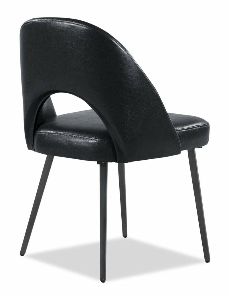 Elijah Dining Chair With Vegan Leather Fabric, Metal – Black Dining Chairs