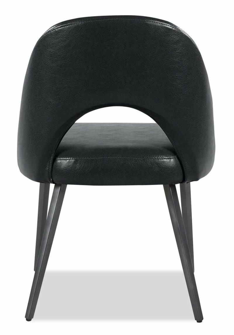 Elijah Dining Chair With Vegan Leather Fabric, Metal – Black Dining Chairs