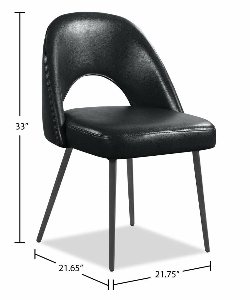 Elijah Dining Chair With Vegan Leather Fabric, Metal – Black Dining Chairs