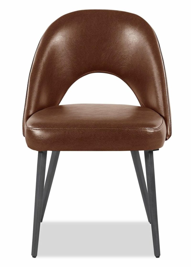 Elijah Dining Chair With Vegan Leather Fabric, Metal – Brown Dining Chairs