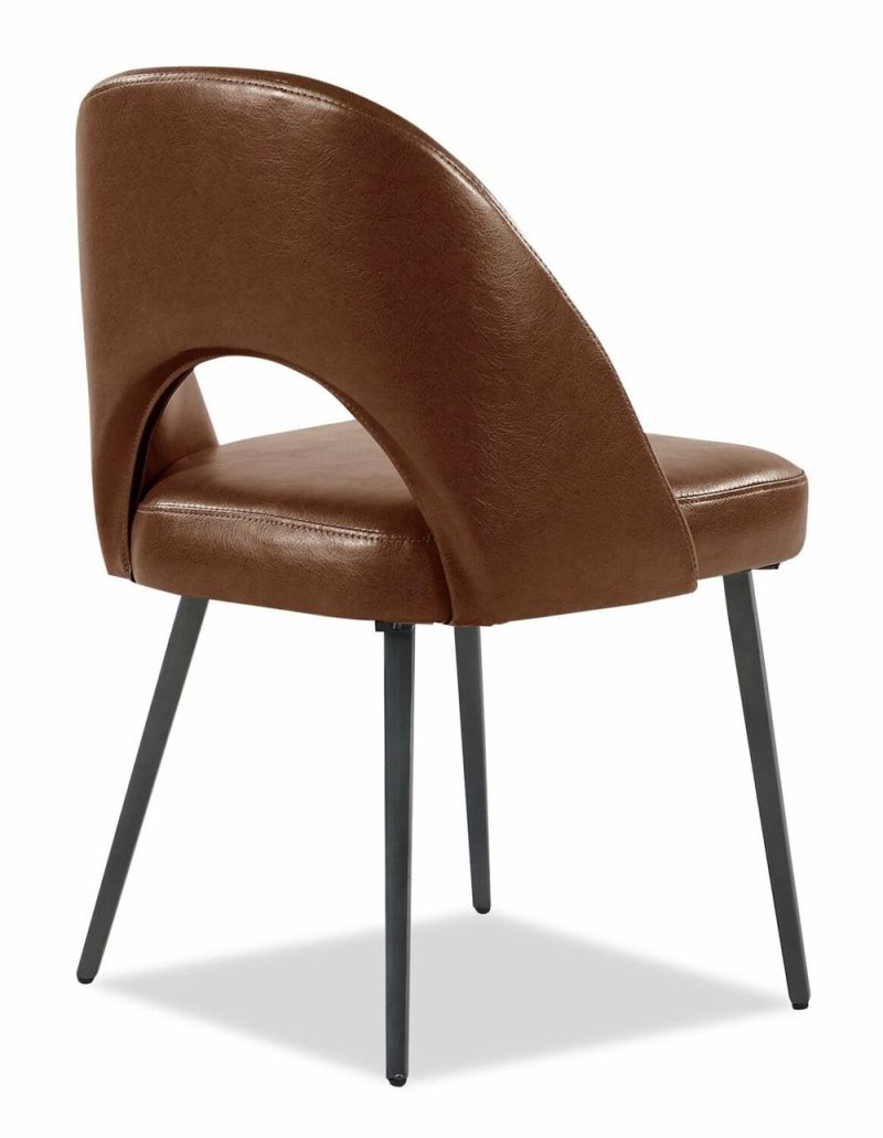 Elijah Dining Chair With Vegan Leather Fabric, Metal – Brown Dining Chairs