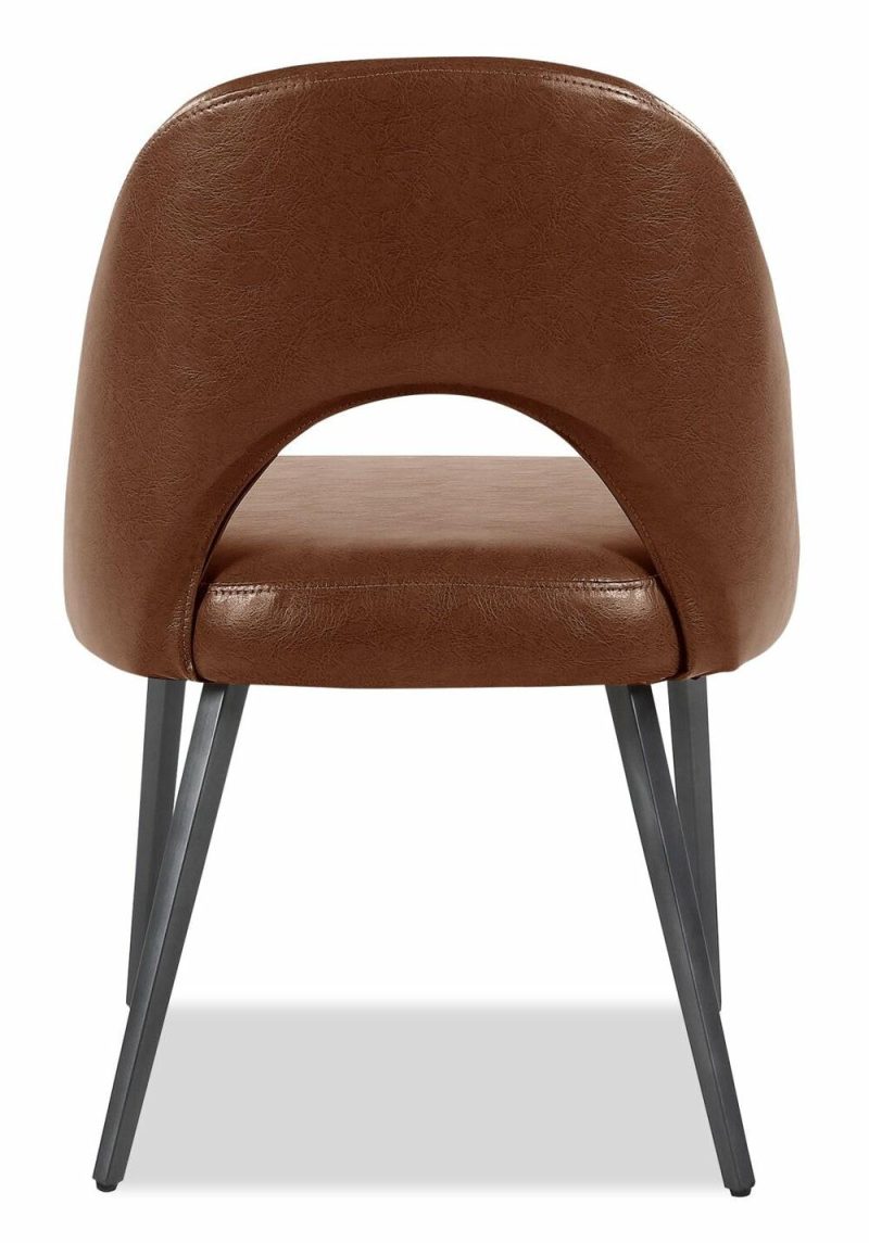 Elijah Dining Chair With Vegan Leather Fabric, Metal – Brown Dining Chairs