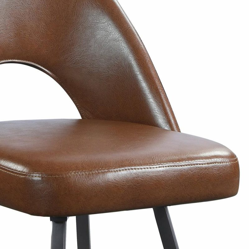 Elijah Dining Chair With Vegan Leather Fabric, Metal – Brown Dining Chairs