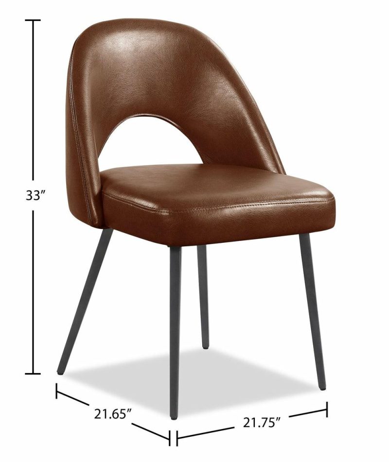 Elijah Dining Chair With Vegan Leather Fabric, Metal – Brown Dining Chairs