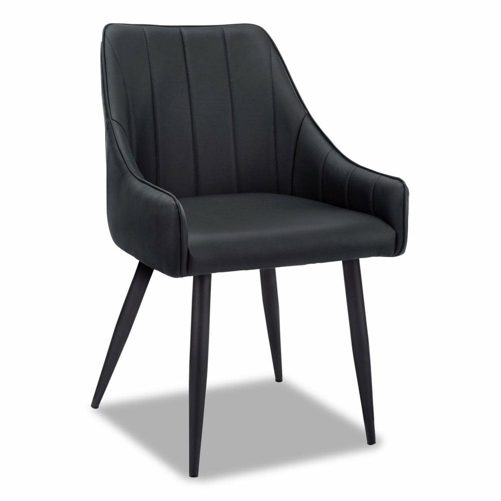 Eliot Dining Chair With Vegan-Leather Fabric, Metal – Black Accent Chairs