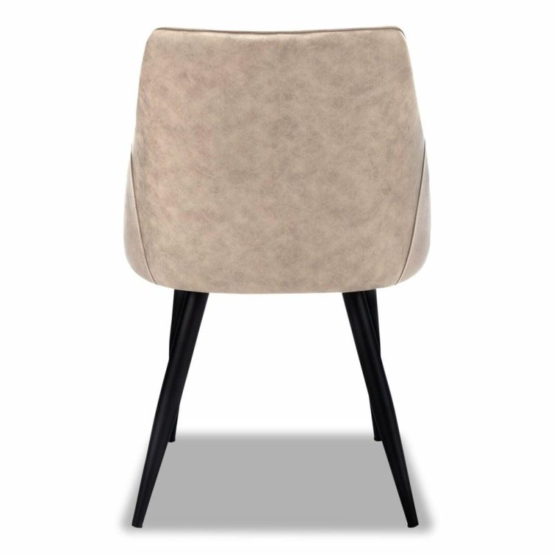 Eliot Dining Chair With Vegan-Leather Fabric, Metal – Taupe Accent Chairs