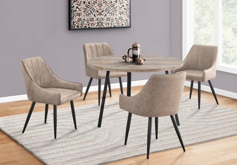 Eliot Dining Chair With Vegan-Leather Fabric, Metal – Taupe Accent Chairs