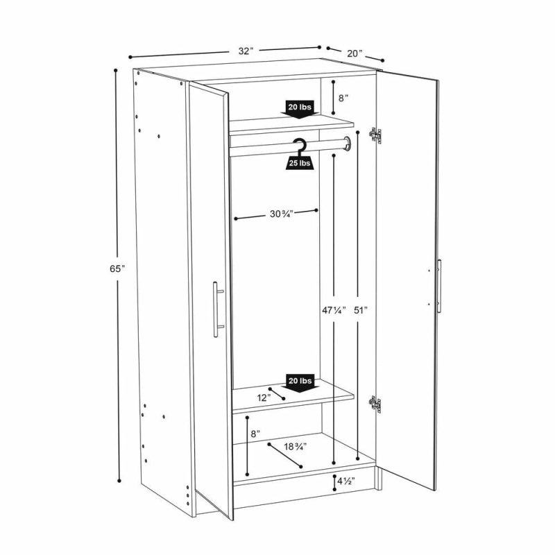 Elite 32″ Wardrobe Cabinet – Espresso Bookcases