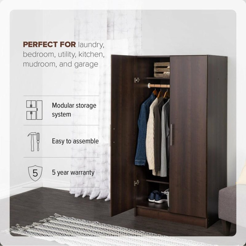 Elite 32″ Wardrobe Cabinet – Espresso Bookcases