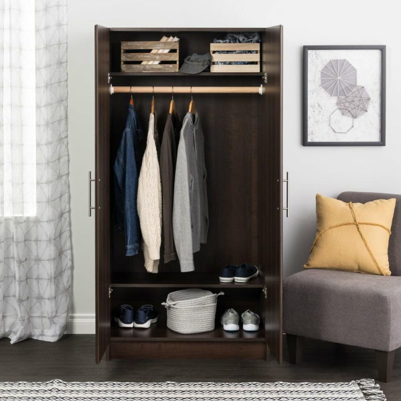 Elite 32″ Wardrobe Cabinet – Espresso Bookcases