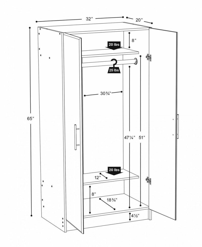 Elite 32″ Wardrobe Cabinet – Espresso Bookcases