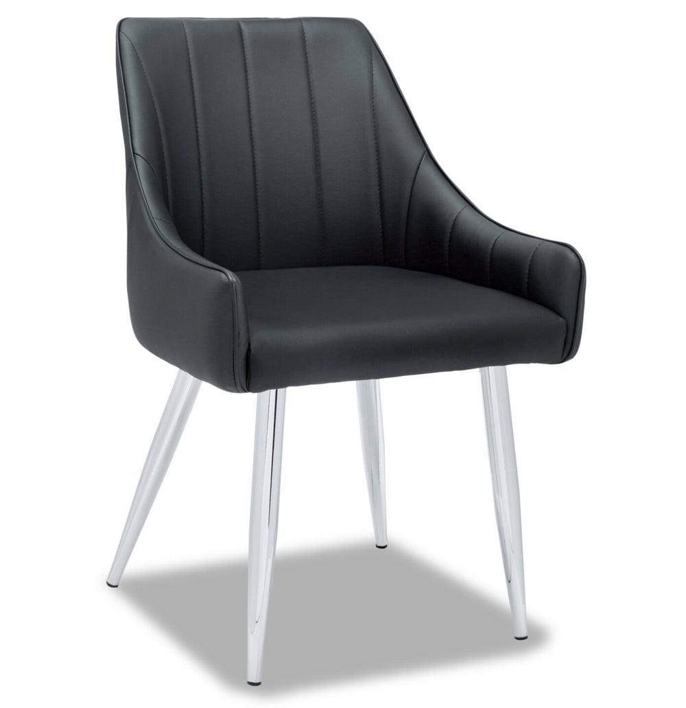 Eliza Dining Chair With Vegan-Leather Fabric, Metal – Black Accent Chairs