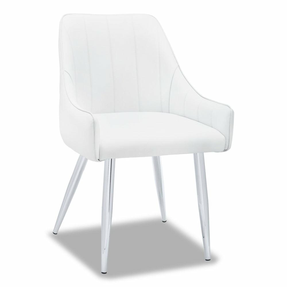 Eliza Dining Chair With Vegan-Leather Fabric, Metal – White Accent Chairs