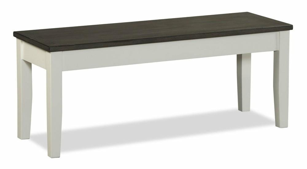 Ella Dining Bench, 44″W – Two-Tone White & Brown Dining Benches