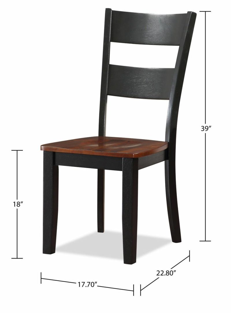 Ella Dining Chair, Ladder Back -Two-Tone Black & Brown Dining Chairs