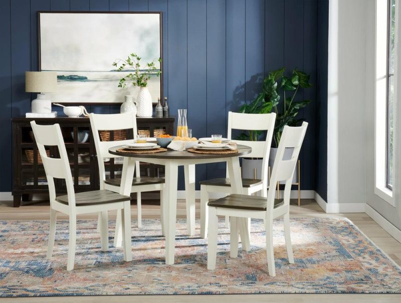 Ella Dining Chair, Ladder Back -Two-Tone White & Brown Dining Chairs