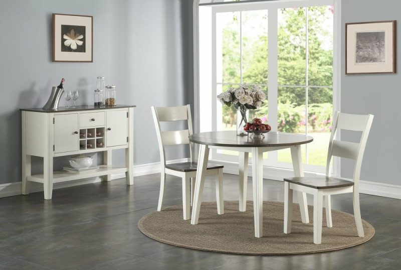 Ella Dining Chair, Ladder Back -Two-Tone White & Brown Dining Chairs