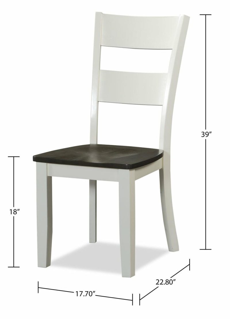 Ella Dining Chair, Ladder Back -Two-Tone White & Brown Dining Chairs