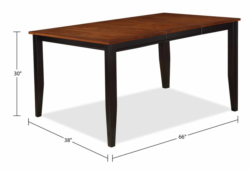 Ella Dining Table With 48-66″W Extension – Two-Tone Black & Brown Dining Room